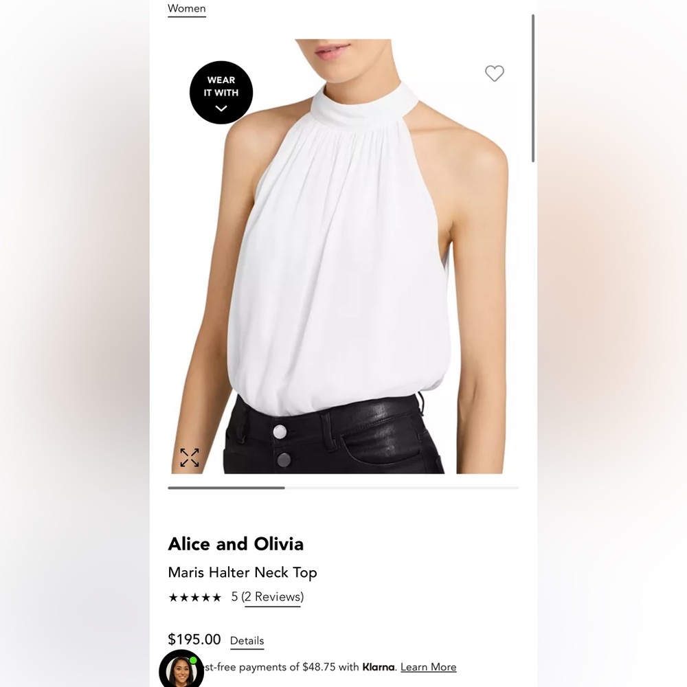 Alice and Olivia maris halter neck top NWT